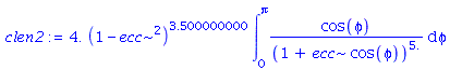 4.*(1-ecc^2)^3.500000000*int(cos(phi)/(1+ecc*cos(phi))^5., phi = 0 .. Pi)