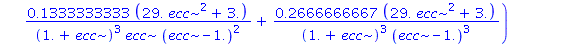 4.0*ecc*(1-ecc^2)^1.000000000*((.6666666667/((1.+ecc)*(ecc-1.))-2.666666667/((1.+ecc)^2*(ecc-1.))+5.333333333*ecc/((1.+ecc)^2*(ecc-1.)^2))*EllipticK(1.414213562*(ecc/(1.+ecc))^(1/2))/(1.+ecc)^(1/2)-2....