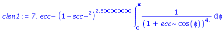 7.*ecc*(1-ecc^2)^2.500000000*int(1/(1+ecc*cos(phi))^4., phi = 0 .. Pi)