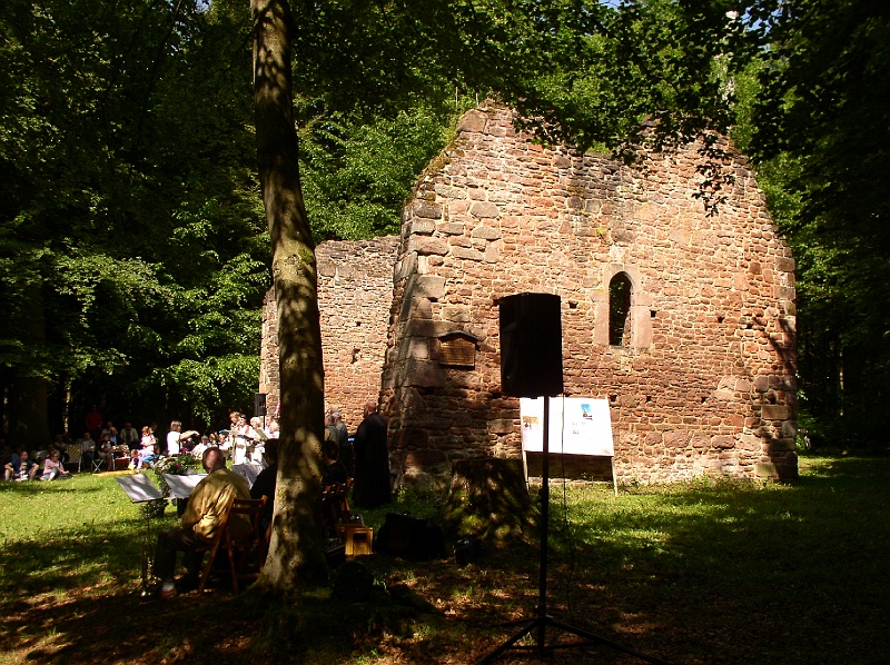 p6010031.jpg - Leisenberger Kirche, cca 9 km od Katlenburgu, v lesch mezi Suterode a Suderhausenem. Vystavn v roce 1305 v centru zemdlsk usedlosti, o dv st let pozdji byla vesnice oputna a kostel chtral a do dnen ruiny.